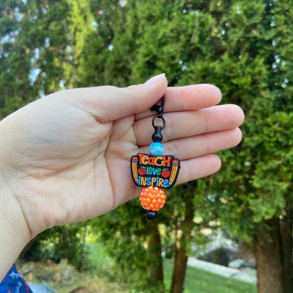 Teach Love Inspire keychain with beads